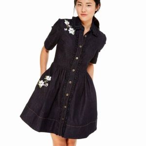 Kate Spade embroidered denim button up dress - never worn new! Size 8